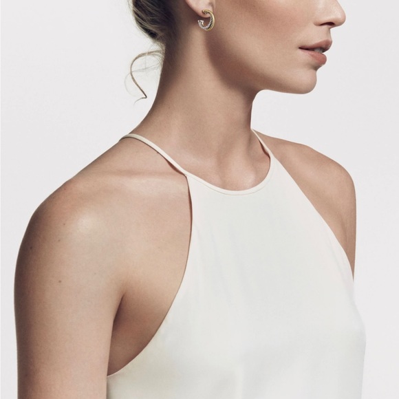 David Yurman Crossover Hoop Earrings in Sterling Silver with 18K Yellow Gold - Picture 2 of 7